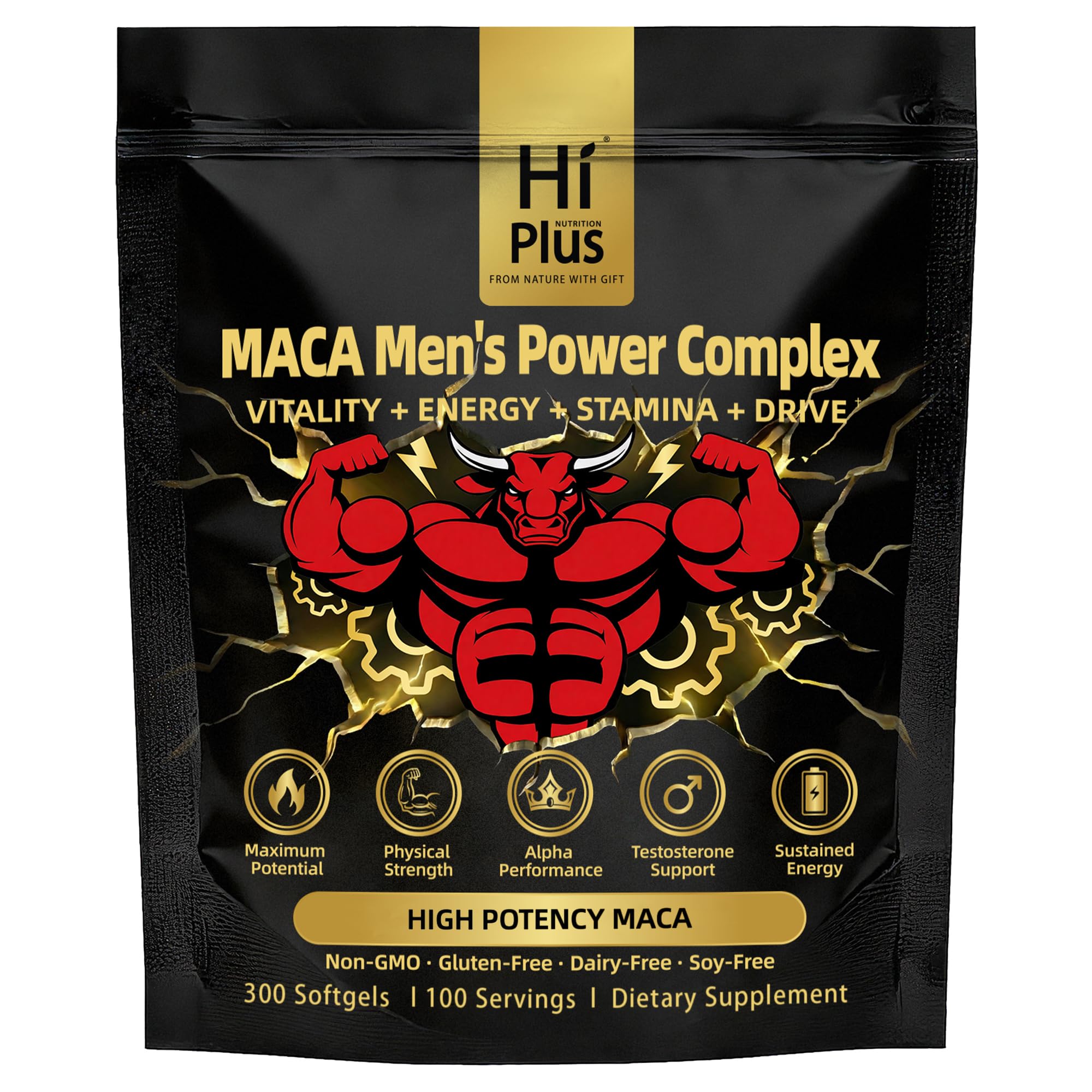 HiPlus Suplemento de Maca em Softgels, 300 cápsulas