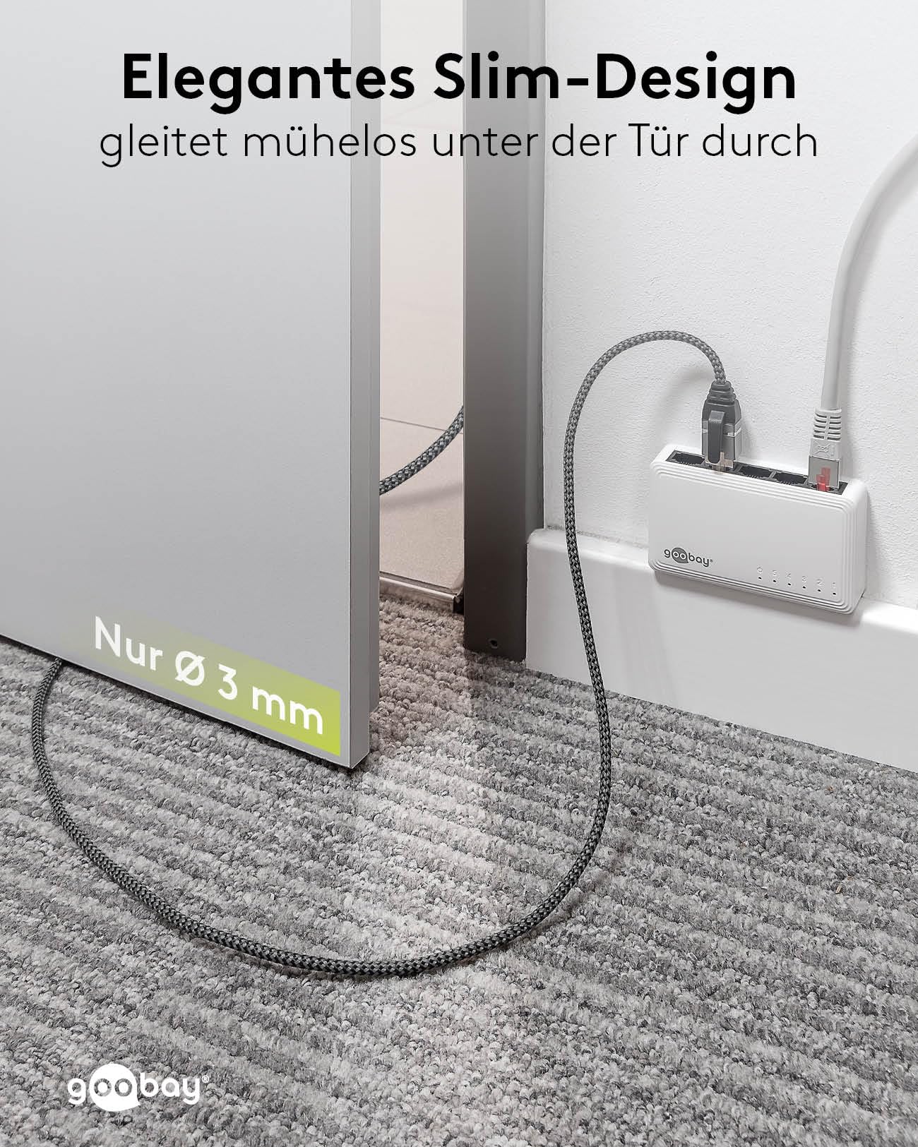 goobay USB-C 3.1 auf RJ45 Ethernet CAT 6 Kabel Slim/Adapterkabel/stabile kabelgebundene Internetverbindung mit Router/Netzwerk Switch/USB auf RJ45 Adapter / 1 Gbit/s / 15 Meter / 74408
