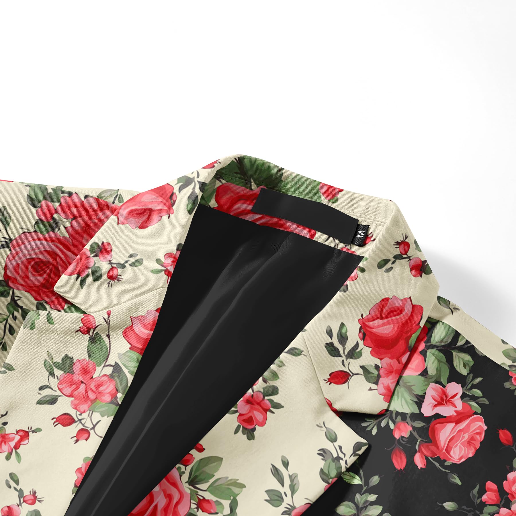 YFFUSHI Abito da Uomo con Stampa Patchwork Blazer Floreale Slim Fit con 1 Bottone Eleganti Giacche da Smoking Floreali per Appuntamenti e Matrimoni