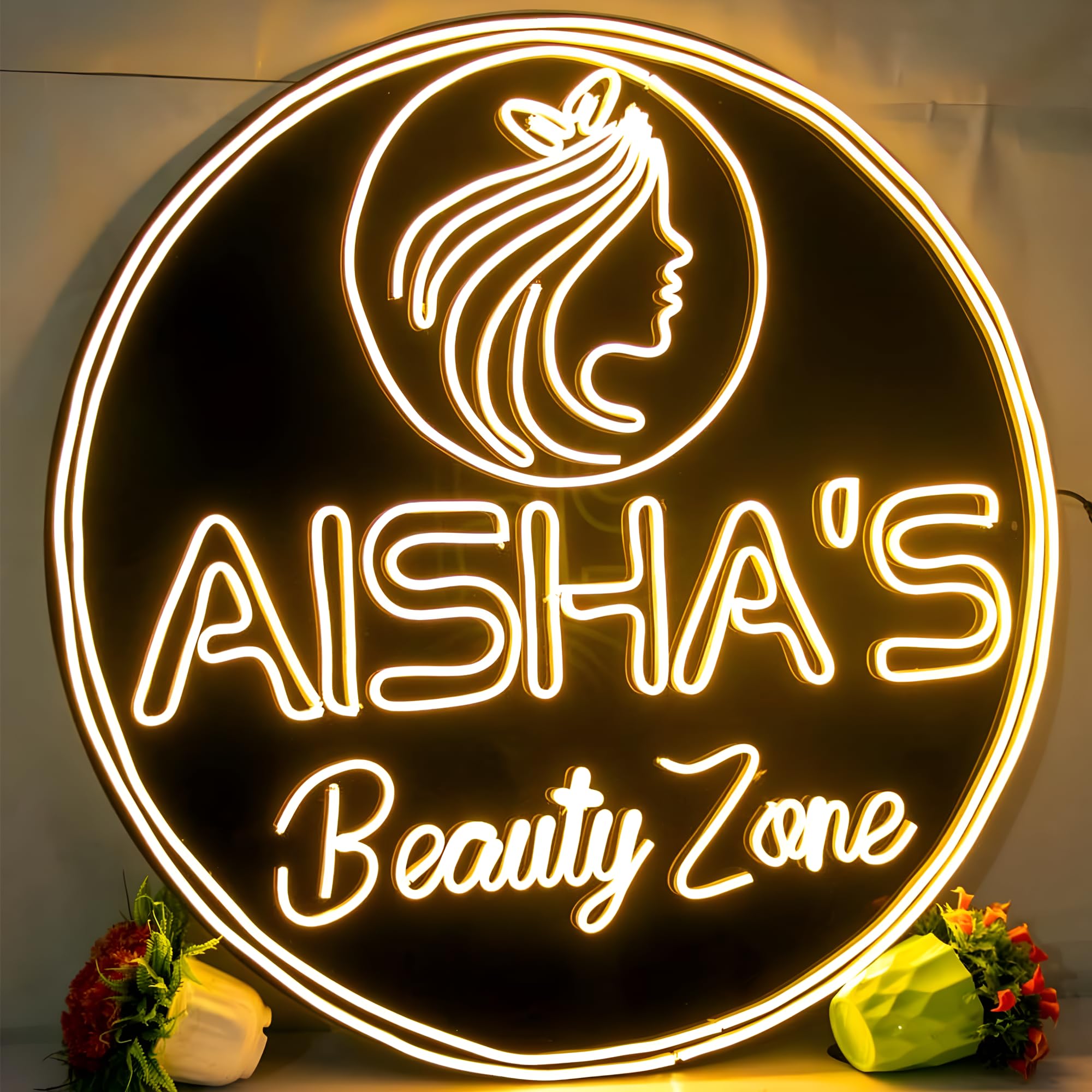 Segorts Personalised Logo Neon Light Sign Large Personalised UV Printed Business Logo Picture Led Neon Signs Acrylic Light Up Logo Neon for Salon Beauty Nail Studios Shop Office Wall Decor