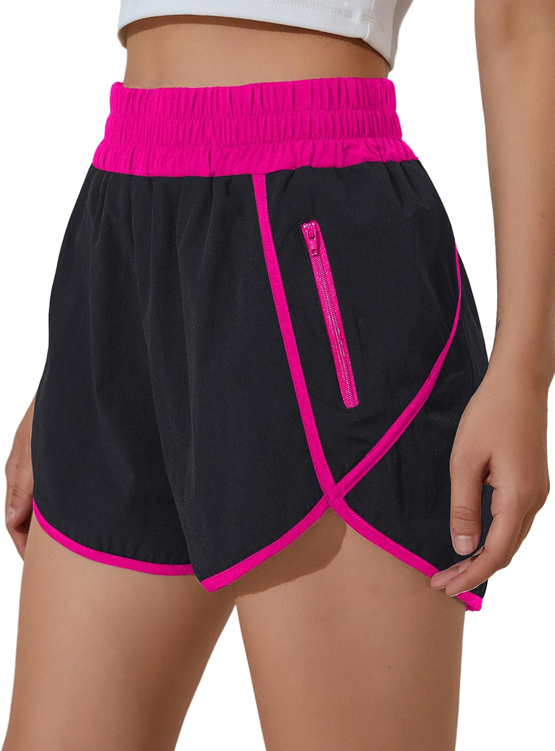 BMJL Women's Athletic Shorts High Waisted Running Short Pocket 2.5" Sporty Shorts Gym Elastic Workout Shorts