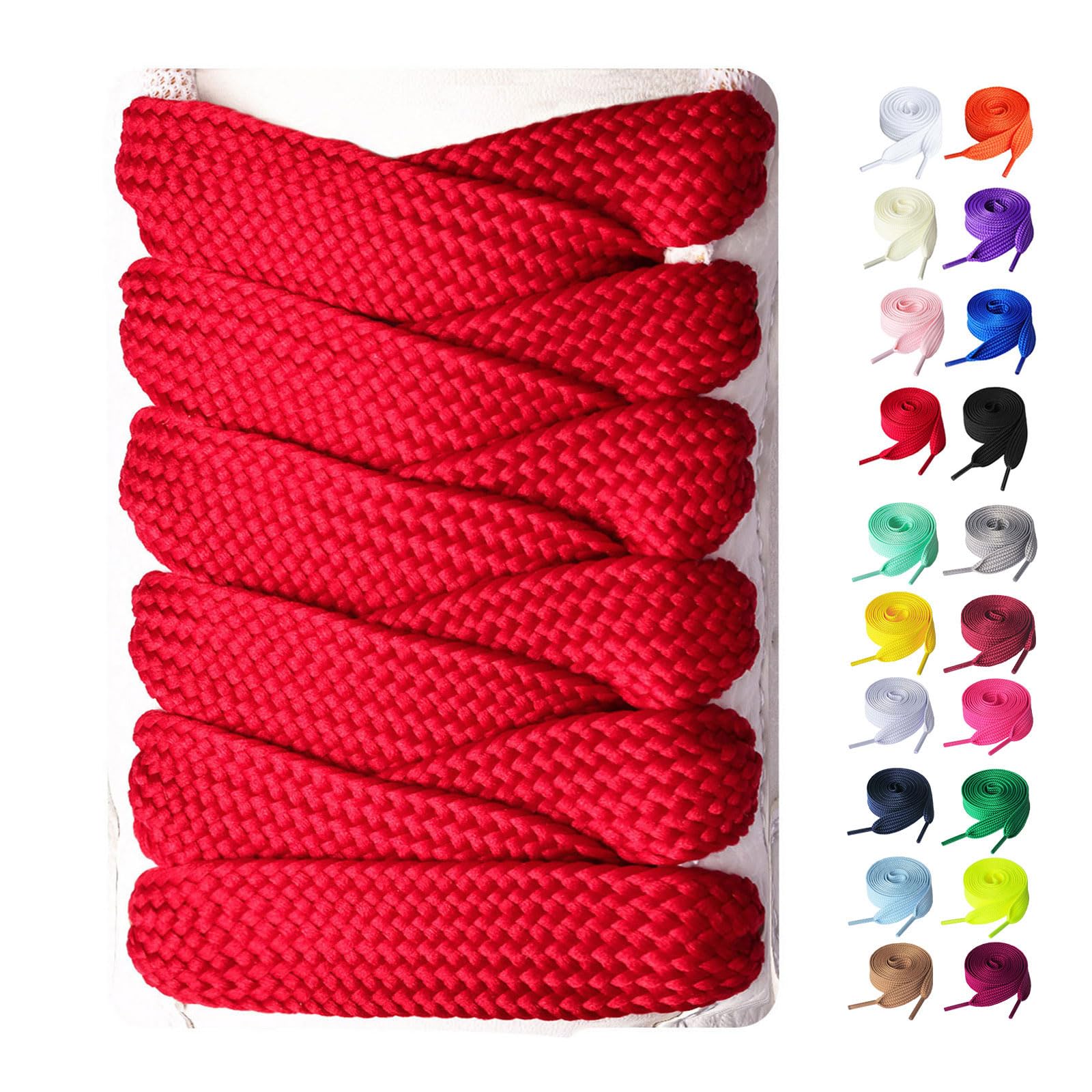 Booyckiy 2 Pairs Fat Sneakers Shoe Laces, 15mm Wide Athletic Shoelaces