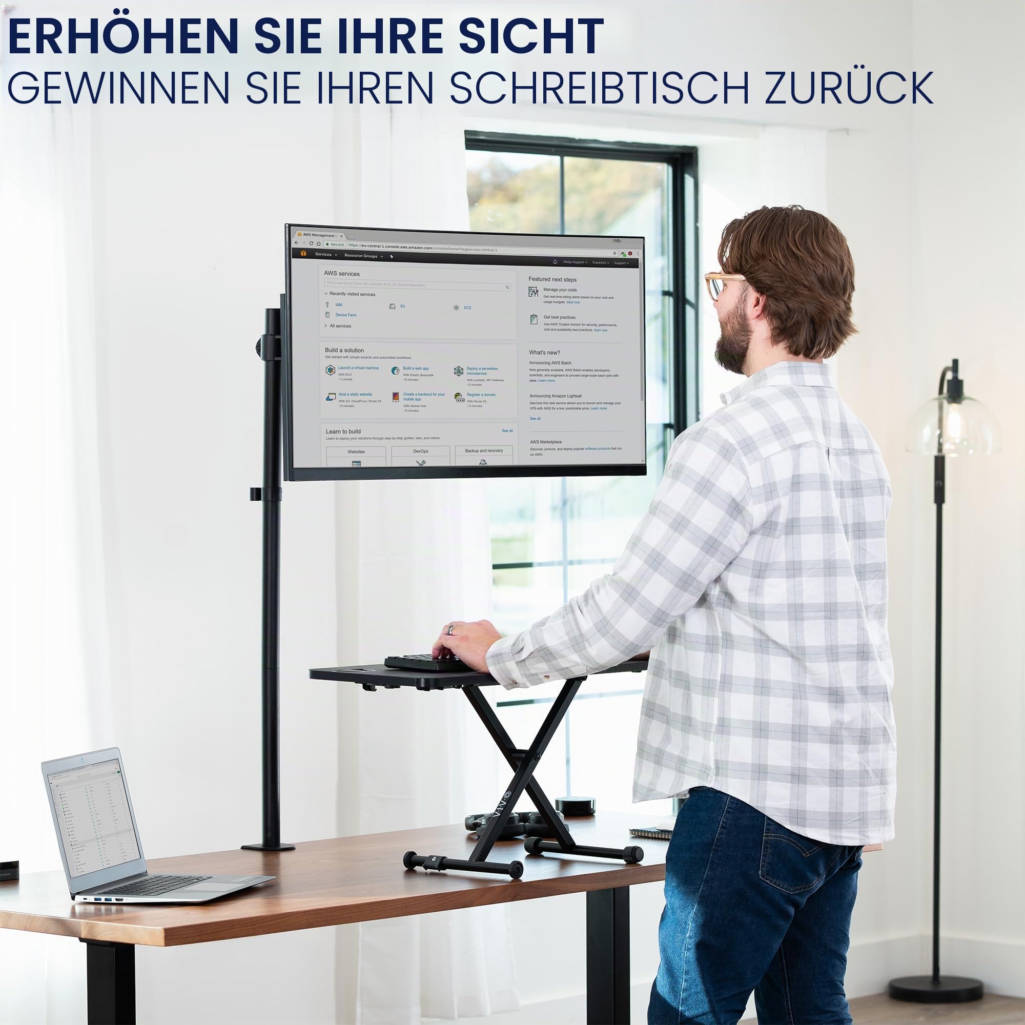 VIVO Stand-V011 Monitor-Schreibtischhalterung, 99,1 cm (39 Zoll) Stange, voll verstellbar, neigbar und schwenkbar, für Bildschirme von 33 bis 81,3 cm (13 bis 32 Zoll) mit VESA-Befestigung, Schwarz