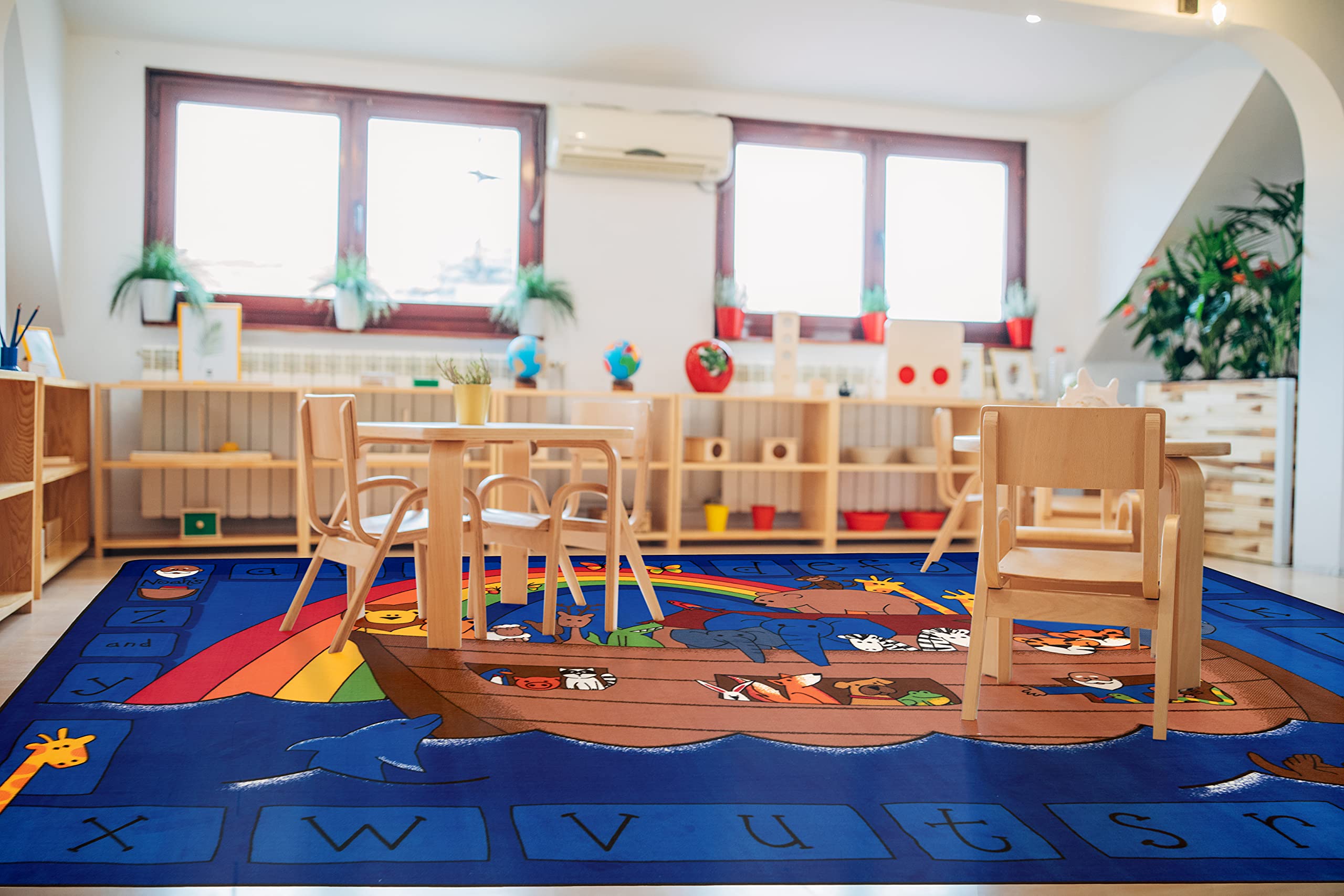 Carpets for Kids KID$Value Plus 74013 Alphabet Noah Rug 4ftx 6ft Rectangle Blue