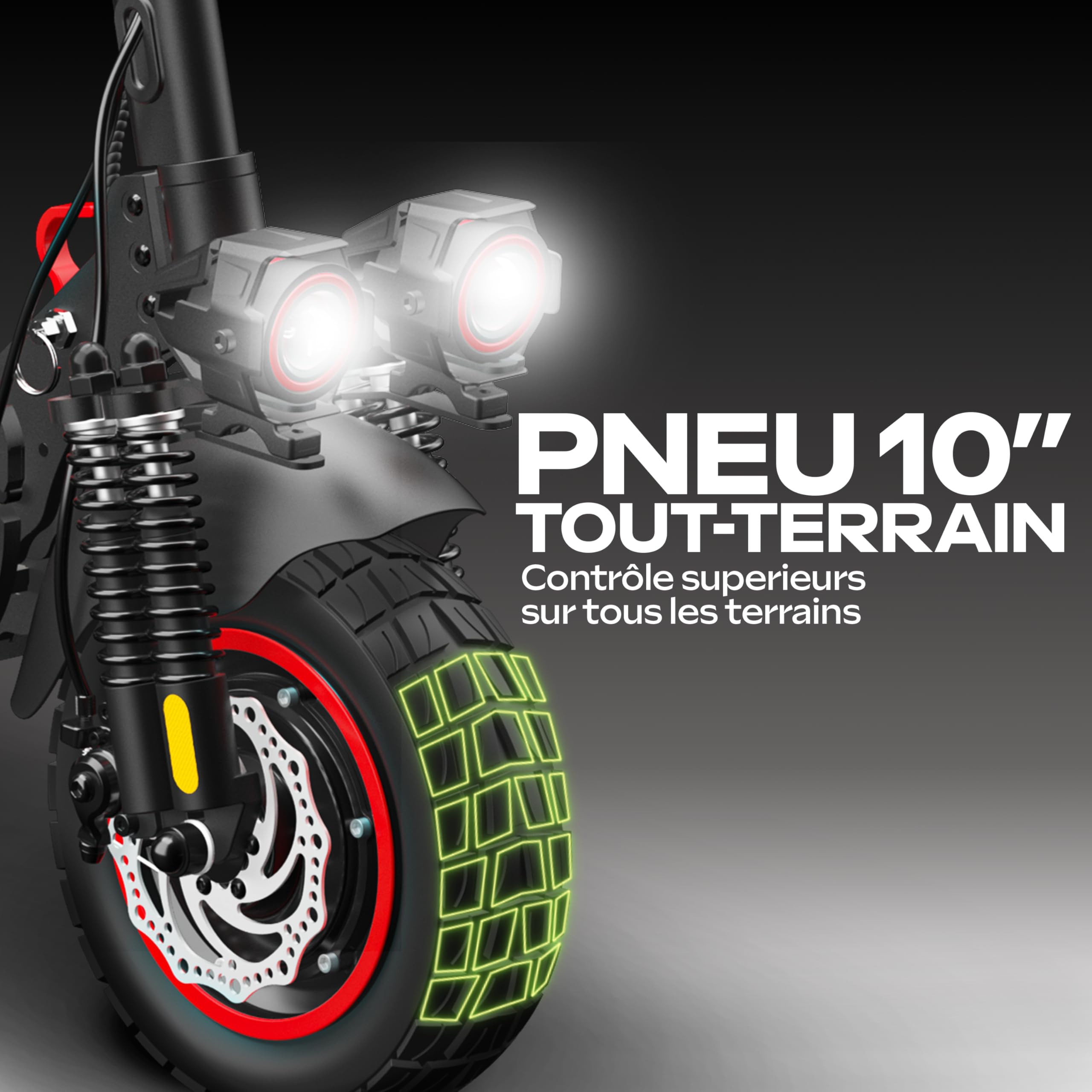Trottinette Électrique Adulte UrbanGlide ECROSS Duo Autonomie Jusqu'a 60 km - Pneu Cross 10" Tubeless - Batterie 54V - Poids 26Kg