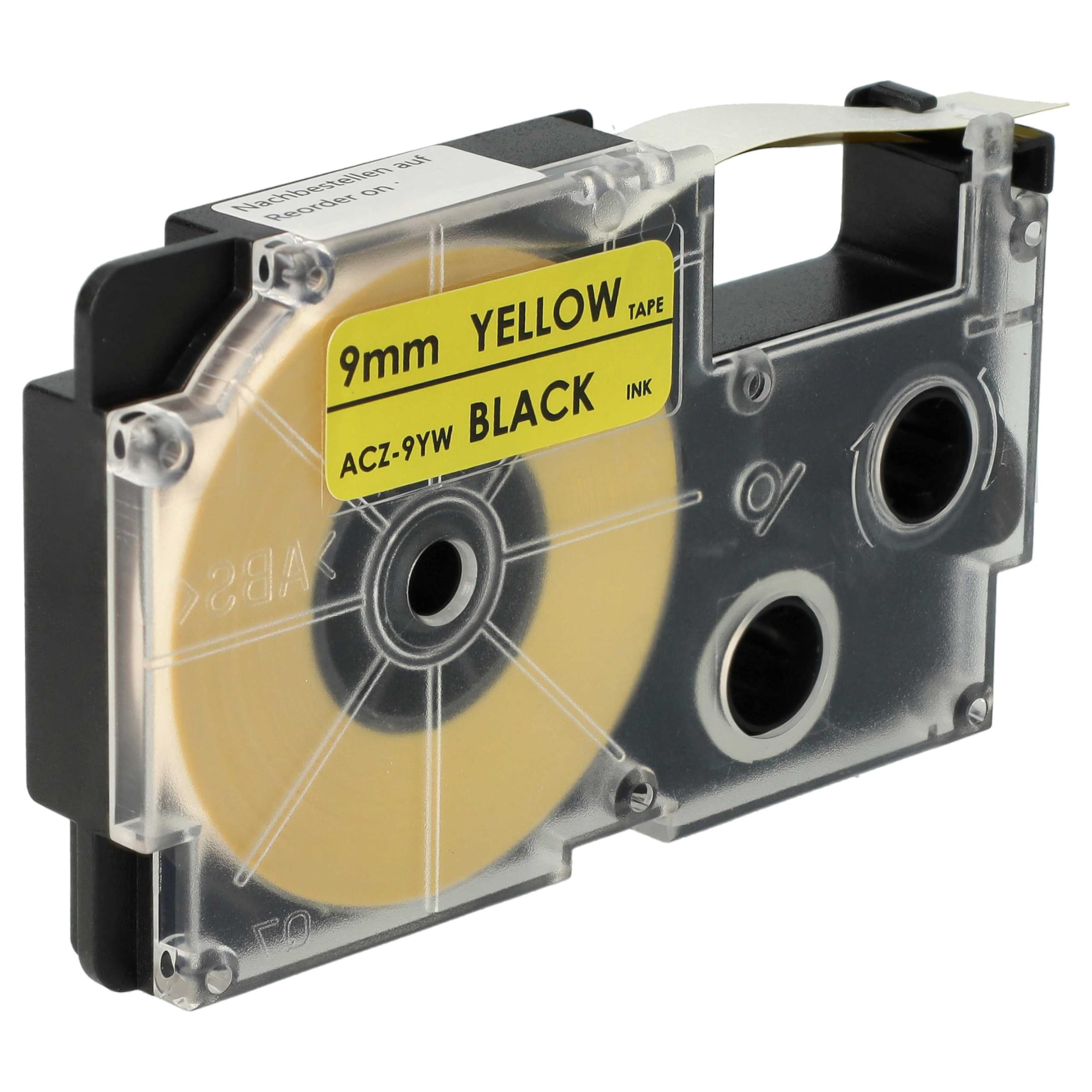 vhbw Label Tape Replacement for Casio XR-9YW1, XR-9YW for Label Printer 8m x 9 mm, Black on Yellow