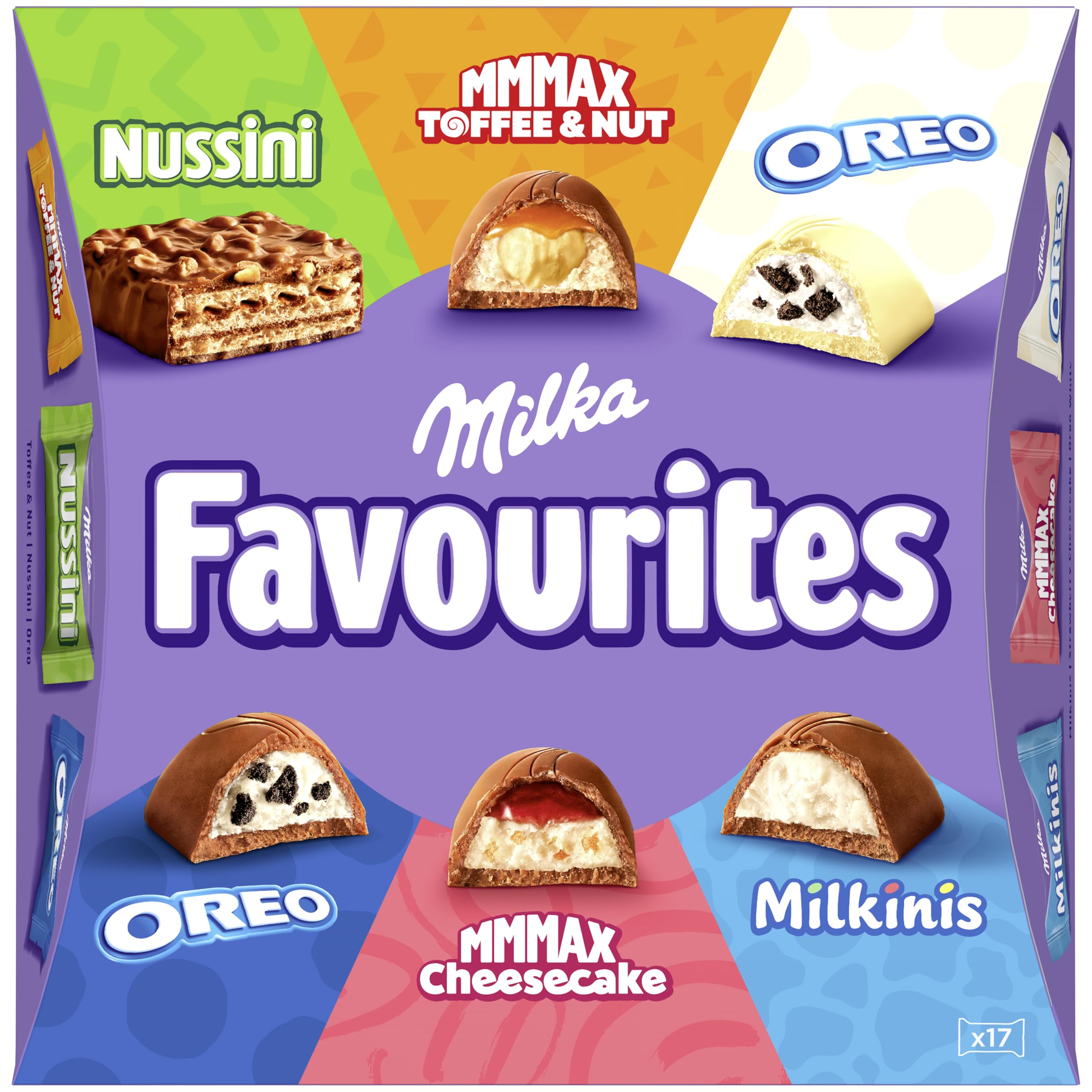 Milka Favourites, Surtido de Bombones Envueltos Individualmente, Caja de Mini Chocolatinas- 141 g
