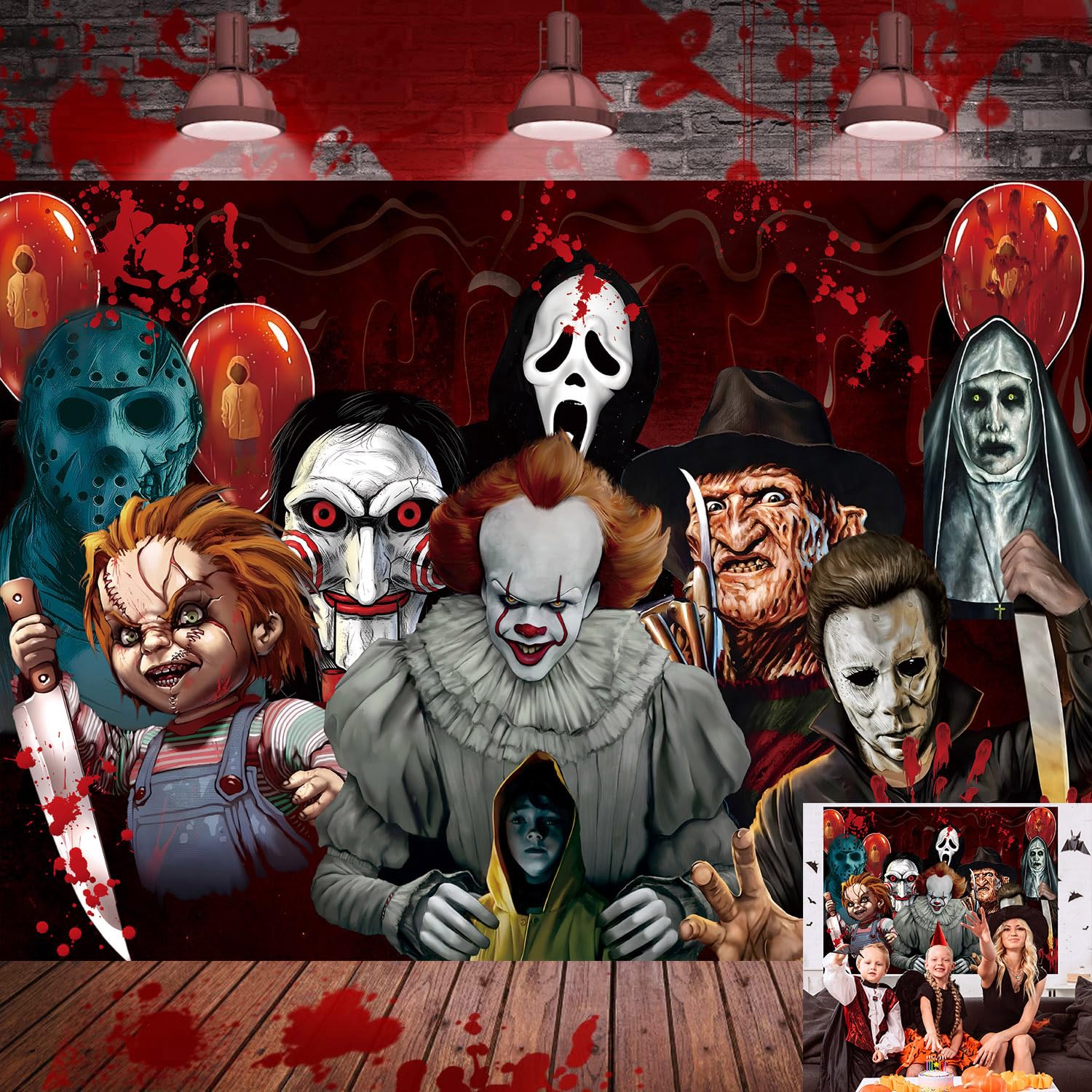 Gruselige Halloween-Türabdeckung – 180 X 89 Cm, Mit Filmrolle & Käfersaft-Motiv, Aus Polyester, Für Party-Deko