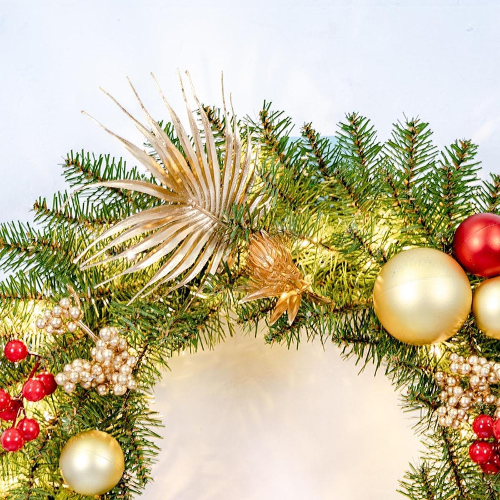 Sharplace Couronne de Noël pour Porte d'entrée, Guirlande saisonnière Lumineuse, Ornement Suspendu de 50cm, décoration de noël pour Patio, Maison, cheminée