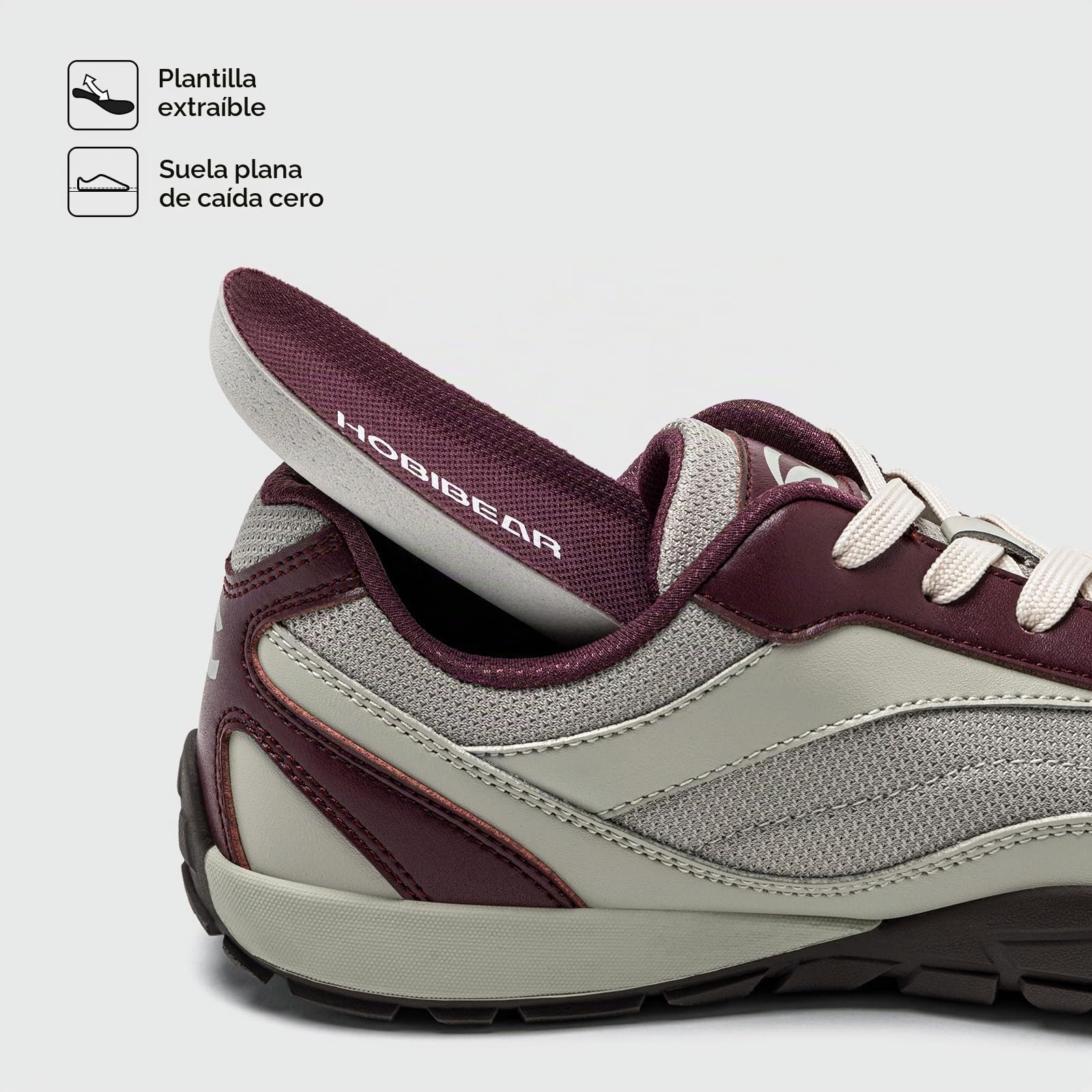 HOBIBEAR Zapatos deportivos para mujer y hombre, zapatos de punta ancha, unisex, informales, antideslizantes, zapatos deportivos, gris/rojo, 38.5 EU