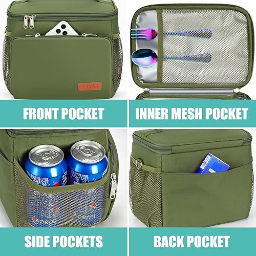 Miniatura 6 de Tiblue Lonchera aislada para mujereshombres  Lonchera reutilizable para oficina, trabajo, escuela, picnic, playa, bolsa refrigerante congelable a