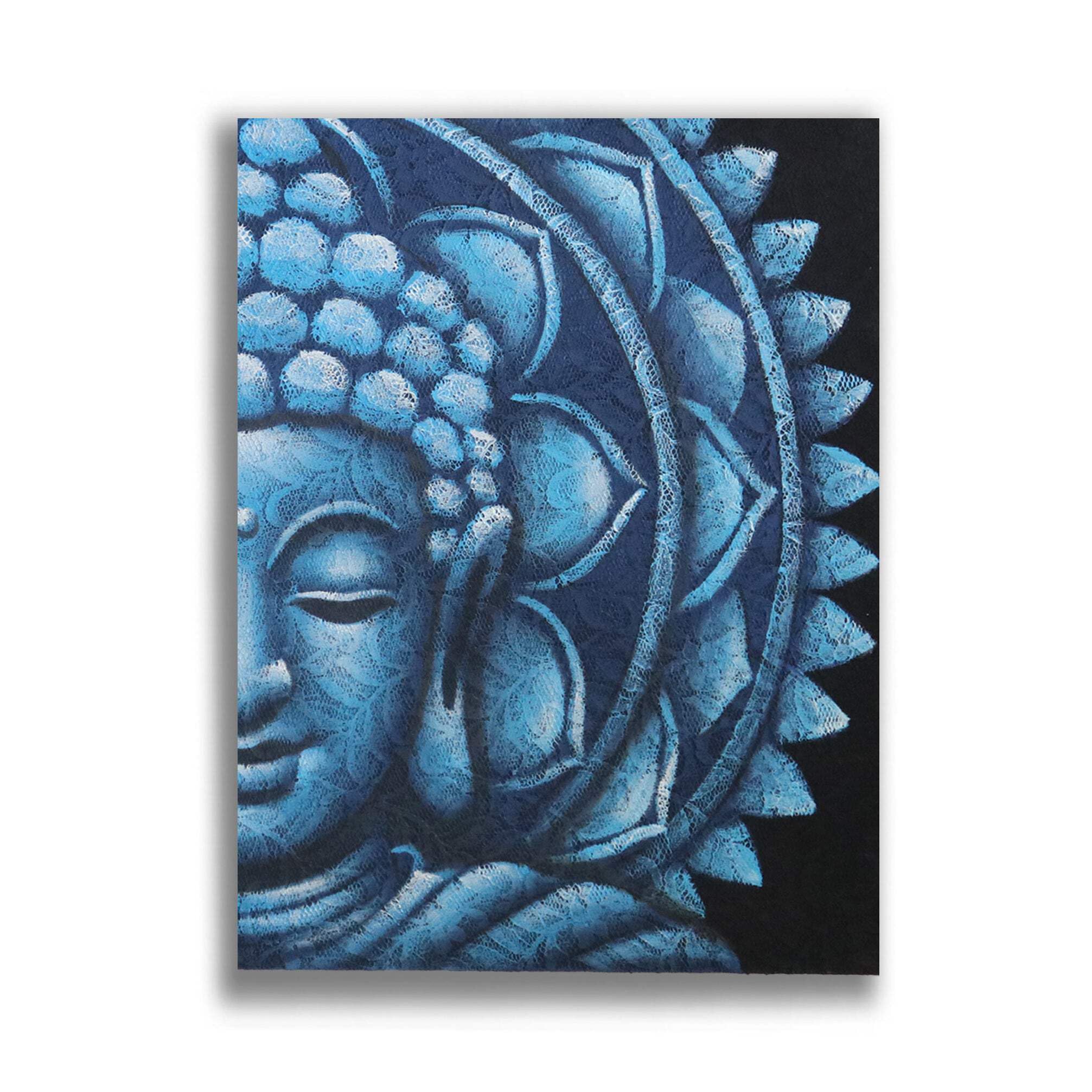 Blue Half Buddha Mandala Wall Art 60x80cm