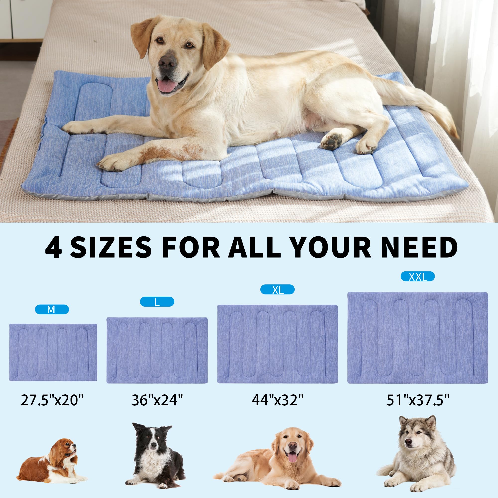MARUNDA Q-MAX>0.5 - Tapete de refrigeración para perros, 36 x 24 pulgadas de grosor, impermeable, tapete de refrigeración para perros extragrandes, tela fría al contacto, almohadilla fácil de lavar