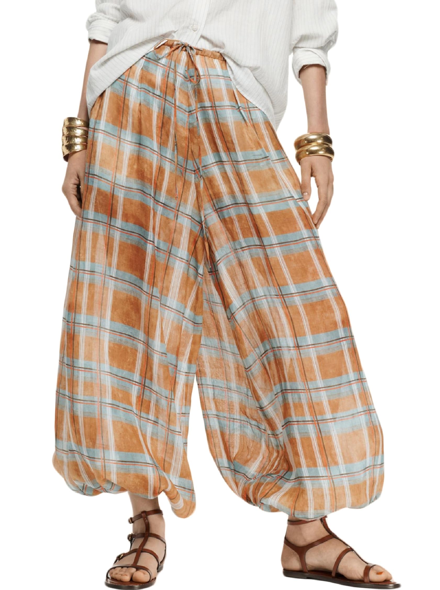 UAURORAO Women Baggy Balloon Pants Bubble Pleated Oversized Bloomers Wide Leg Lantern Harem Bloomer Pants