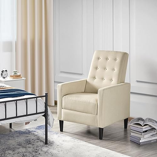 Miniatura 2 de Yaheetech Sofá reclinable de piel sintética, moderno de mediados de siglo, silla reclinable individual, respaldo y reposapiés ajustable, sofá