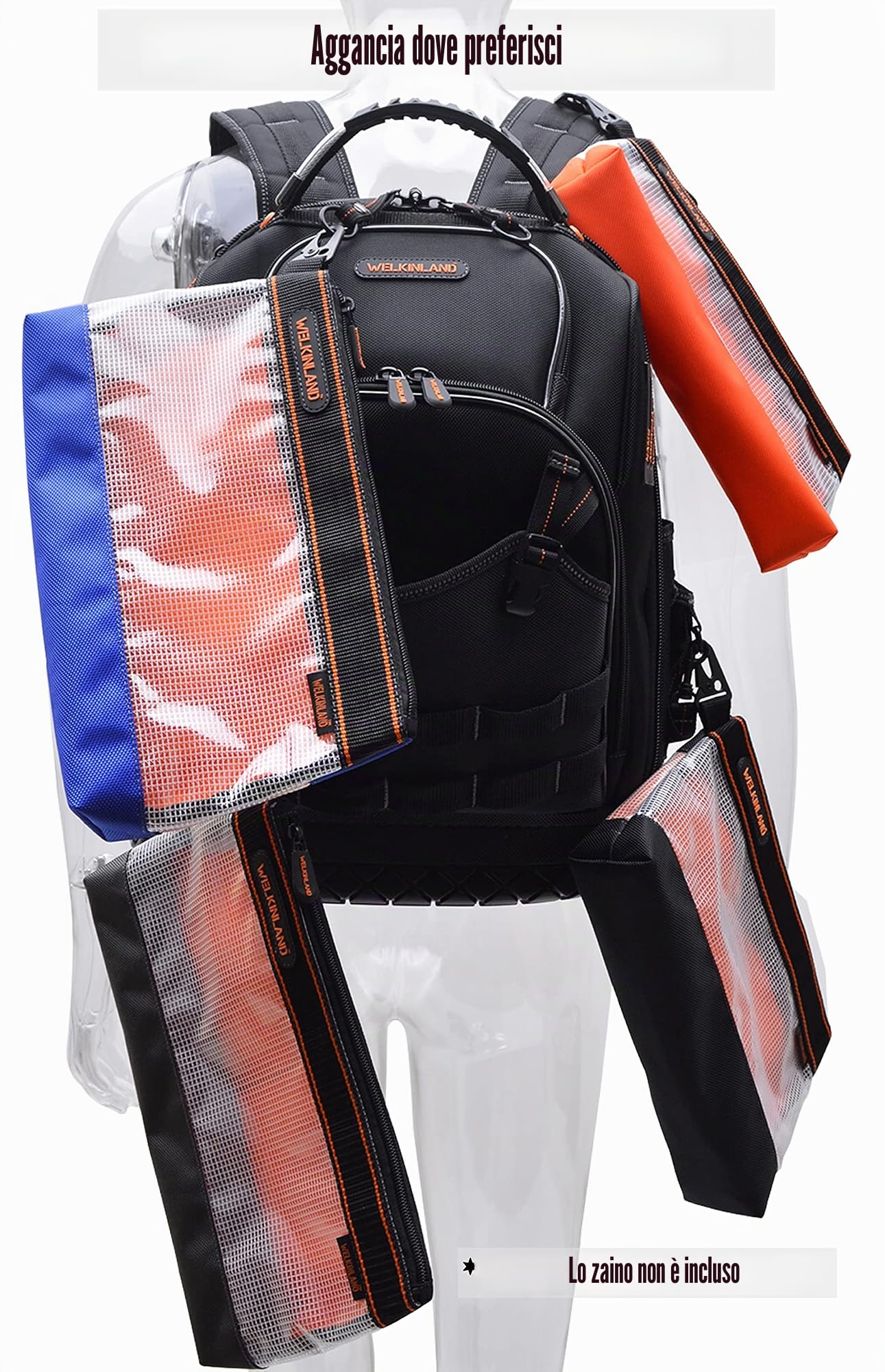 Set di 4 buste trasparenti con cerniera da 33 cm, piccola borsa per attrezzi, mini borsa per attrezzi