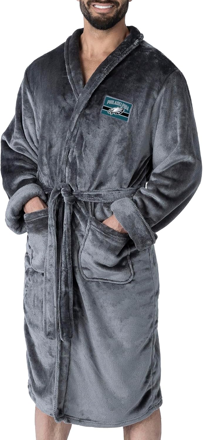 Northwest NFL Philadelphia Eagles Silk Touch Bath Robe, Large/X-Large, Rollout Charcoal