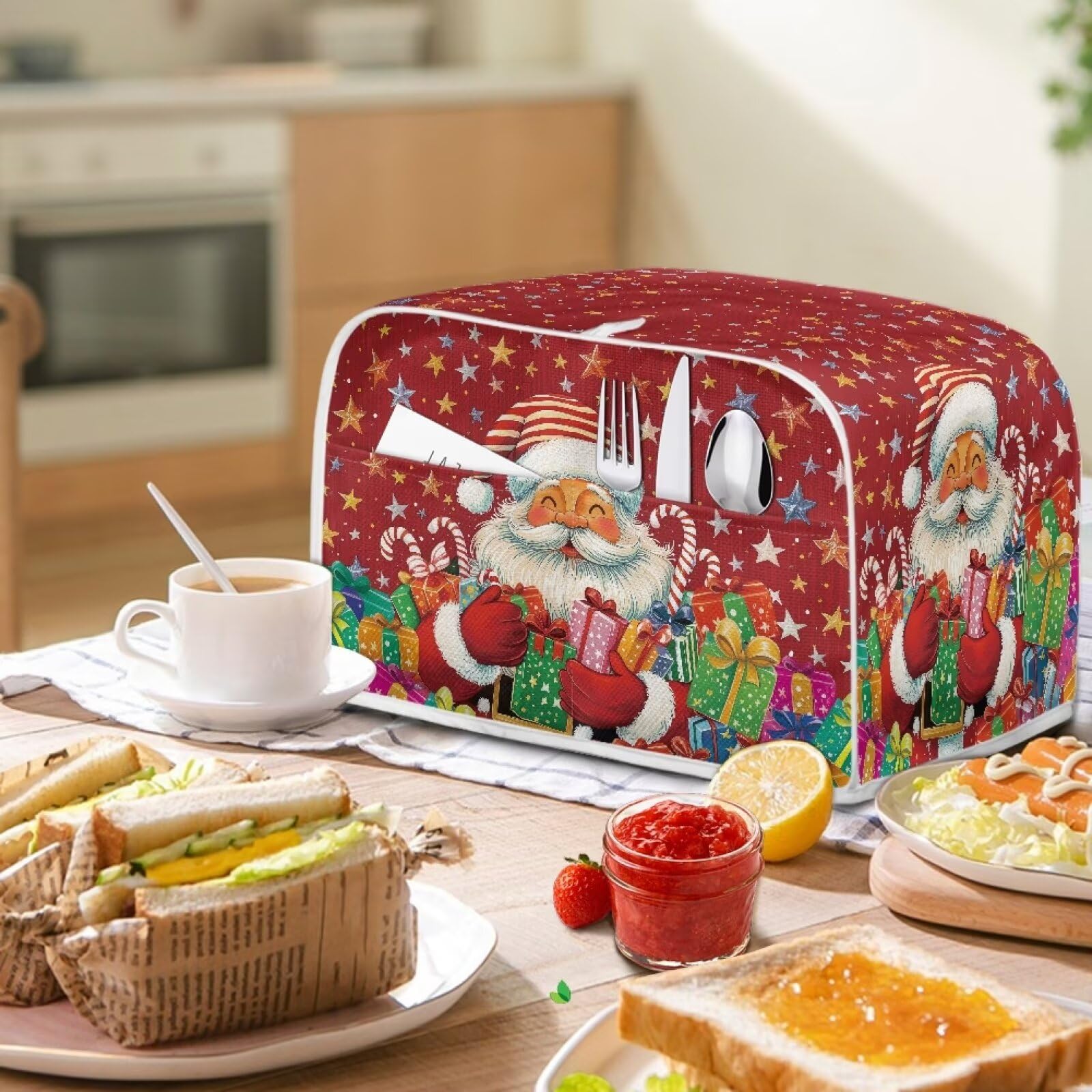 HUISEFOR Red Toaster Cover, Dust Protection, Anti-scratch, Kitchen Appliance Cover, Compatible with 2 Slice Toaster