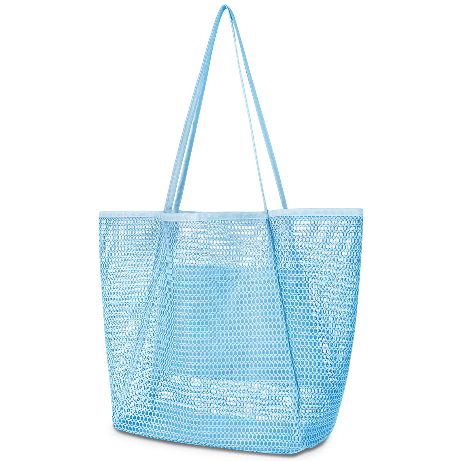 Iioscre Mesh Beach Tote Bags for Womens, Causal Hobo Pool Bags for Swimming Pools Vacations Beach Essentials