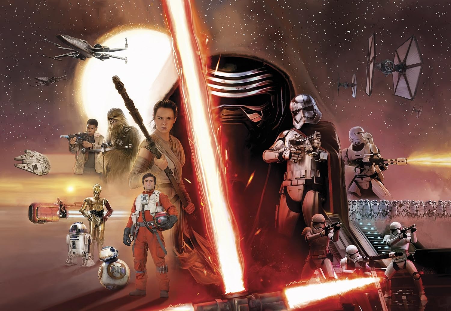 Komar Star Wars Ep7 The Force Awakens Collage Wallpaper Mural, Vinyl, Multi-Colour, 8-Piece, Orange,rot,schwarz, 368 x 254 cm - Image 3