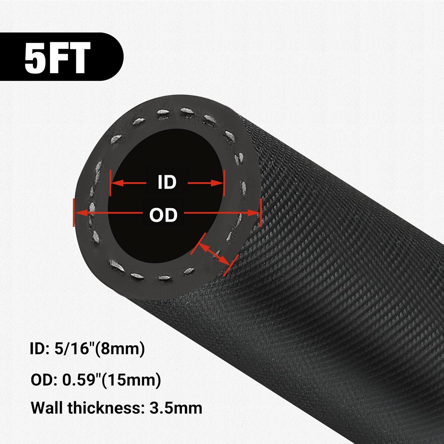 EVIL ENERGY 5/16" Fuel Hose Line NBR Rubber 5FT 435PSI EN854-1TE Bundle with 5/16" 8mm Non Return One Way Check Valve Silver 4PCS