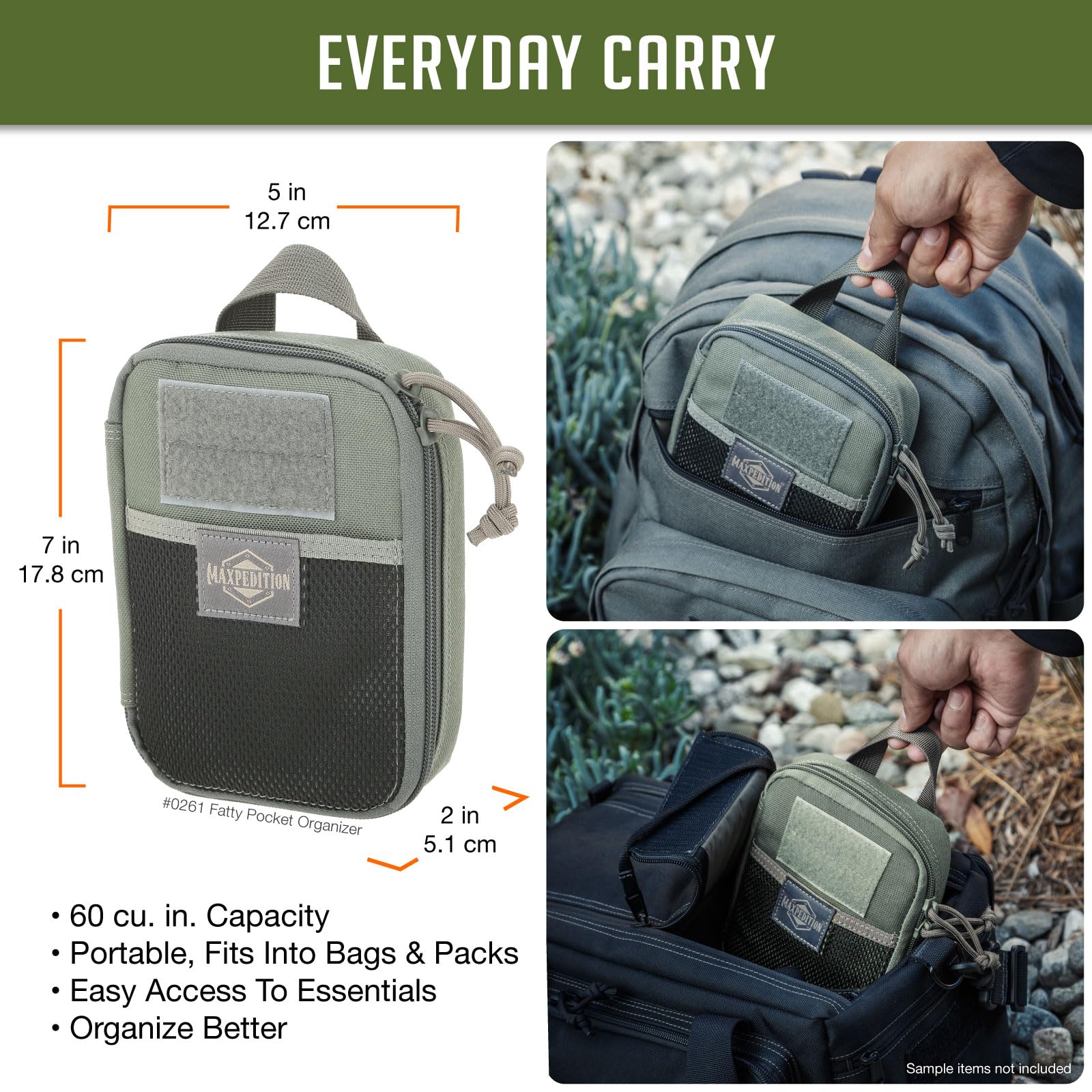Maxpedition Torba Fatty Pocket Organizer, Liście Zielony, Zielone liście, 20 in, Organizer do torby