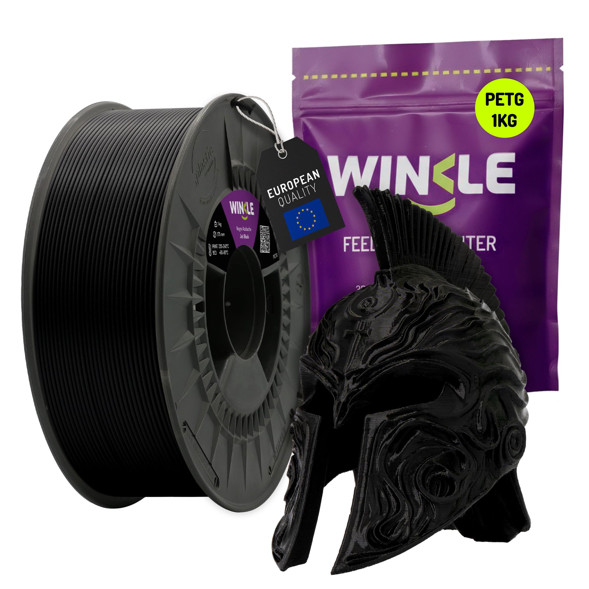 Winkle Petg Filament 1,75 mm czarny Azabache, filament do druku 3D, szpula 1000 kg