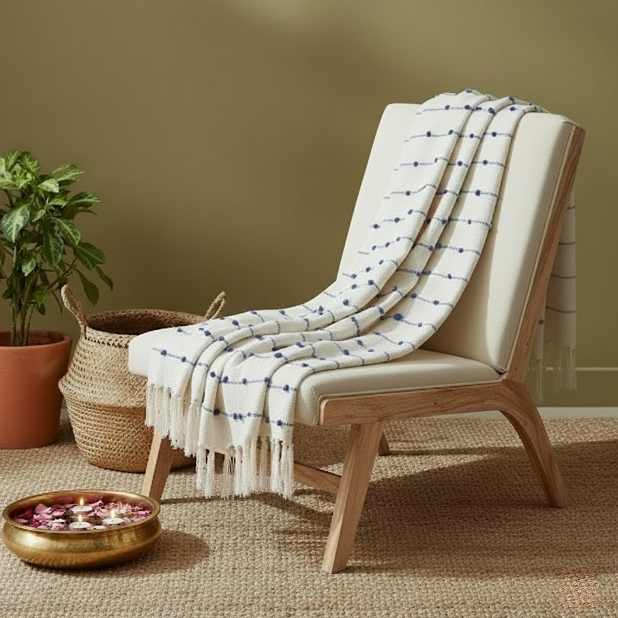 T17|Skyline (Pack of 1)|Hand-Knitted Pure Cotton Throw Blankets - Cozy All-Season Sofa, Bed & Travel Essential for Living Room, Bedroom, Home & Office-image-48