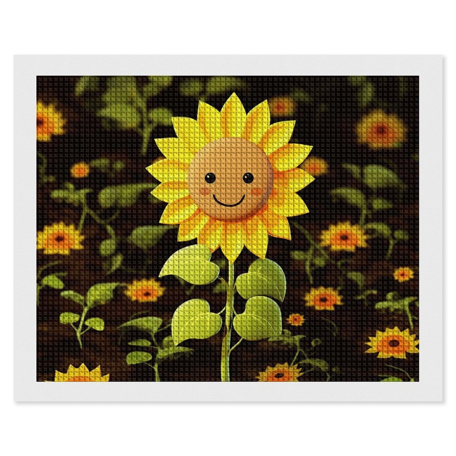 NONHAI Diamond Painting Kits for Adults - DIY Diamond Art Kits for Beginners - Full 5D Paint Drill Diamond Dots Paintings- Cute Sunflower Diamonds Pictures Gem Art and Craft Wall Decor 16"x20"