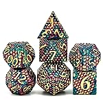 UDIXI DND Metal Dice Set Dragon Scale, D&D Dice Metal for Role Playing Games(Blue Purple-Golden Number)