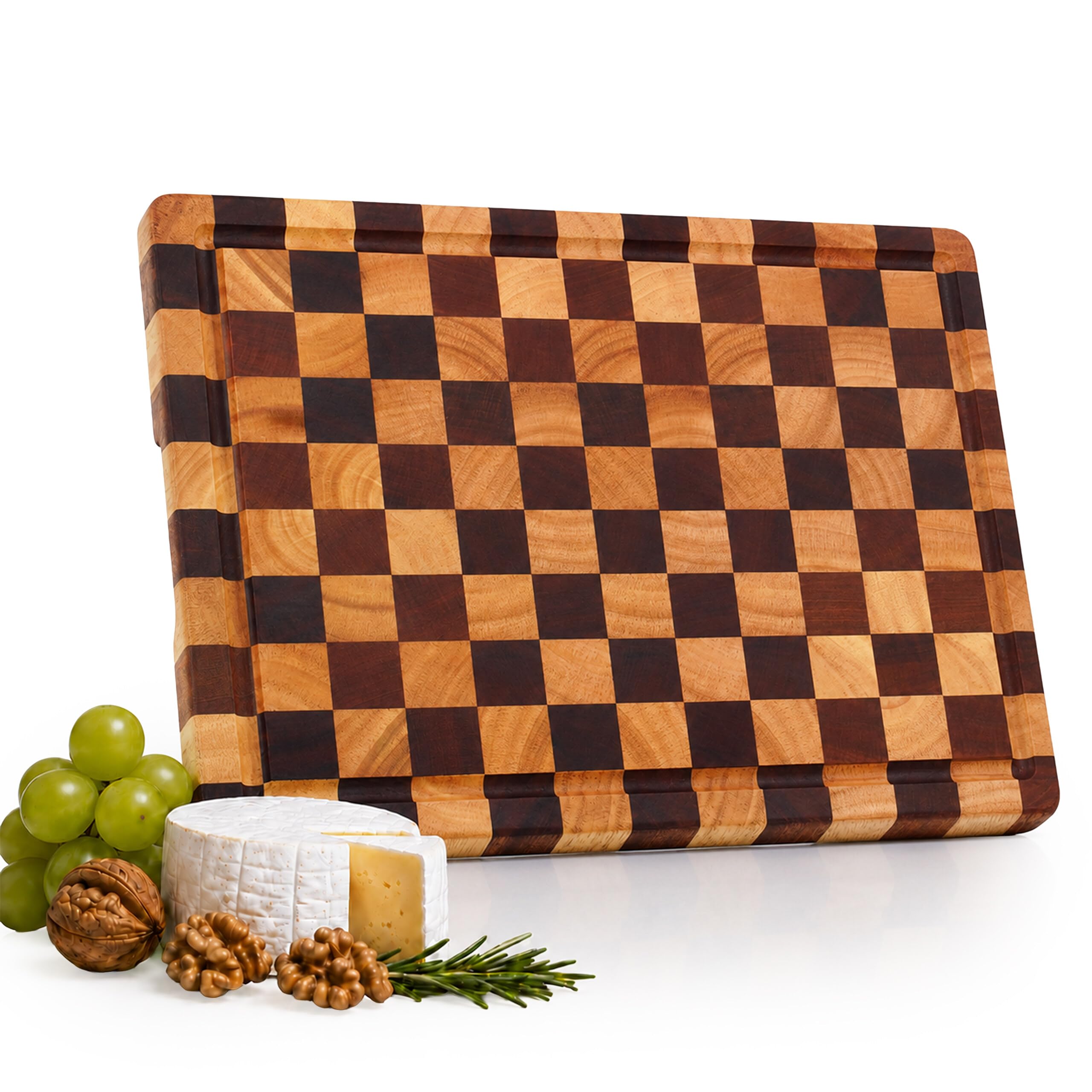 Relaxdays Tabla de cortar, 41 x 30 cm, madera de acacia y caucho, natural