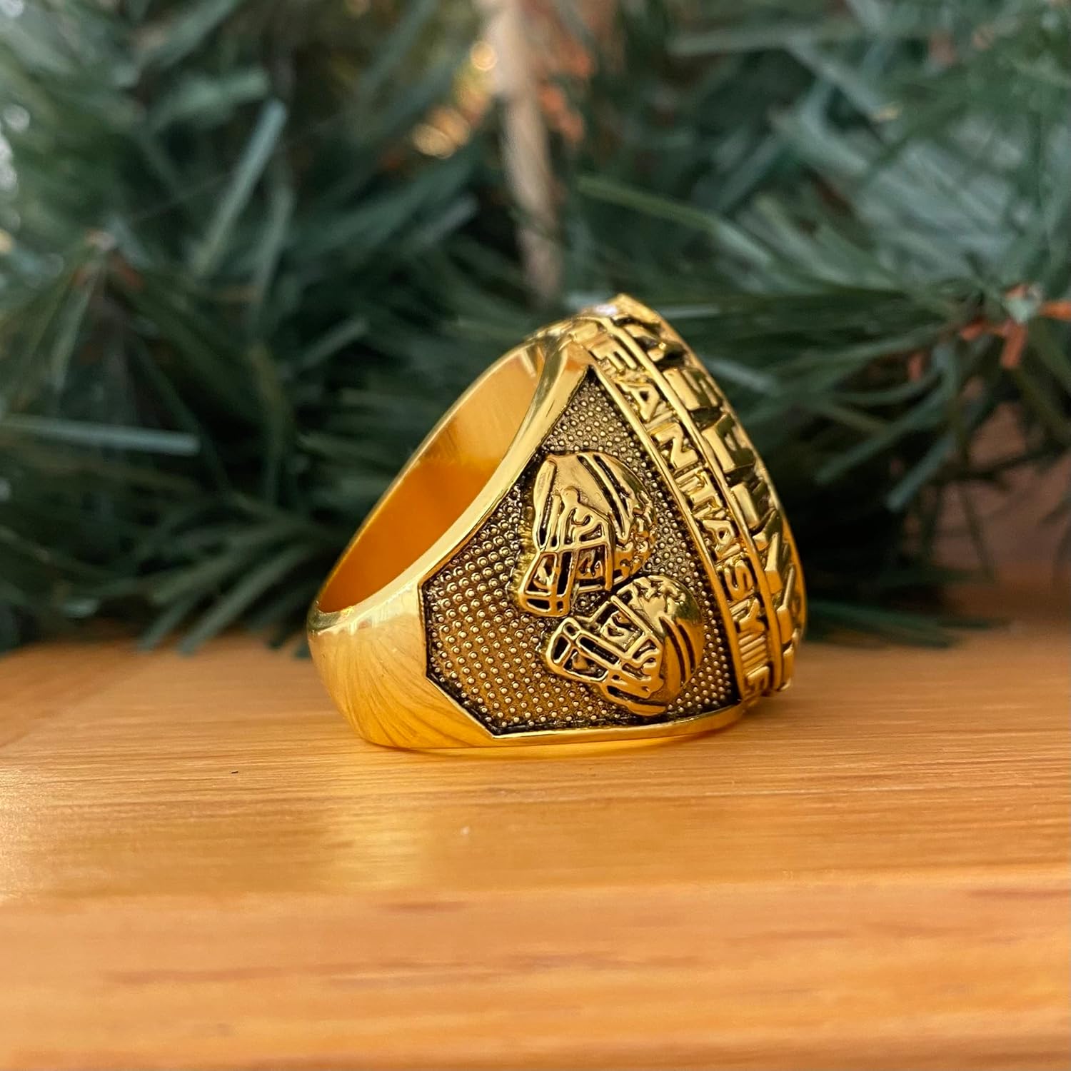 Legacy Rings 2023 Gold Tone Fantasy Football Championship Trophy Ring, Award for Fantasy Football League Winner