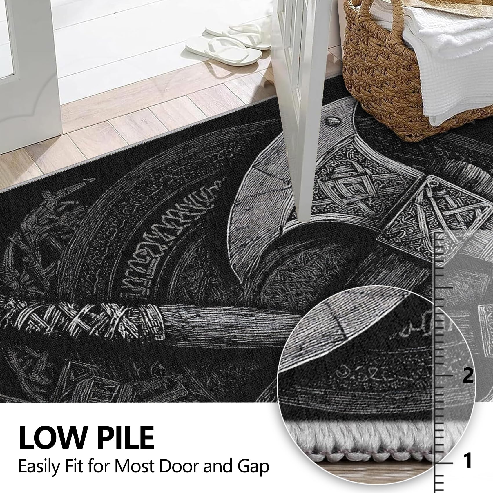 Generisch Wikinger Teppich Läufer, Nordische Mythologie Teppich Läufer Flur 80x150cm rutschfest Waschbar Küchenteppich Teppichläufer für Korridor Eingang Küche Schlafzimmer Teppiche eJO272
