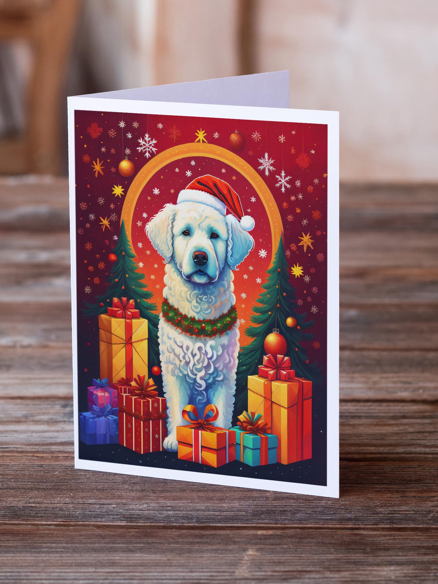 Caroline's Treasures Kuvasz DAC3116GCA7P Weihnachtskarten mit Umschlägen, blanko, A7, Größe 12,7 x 17,8 cm, 8 Stück
