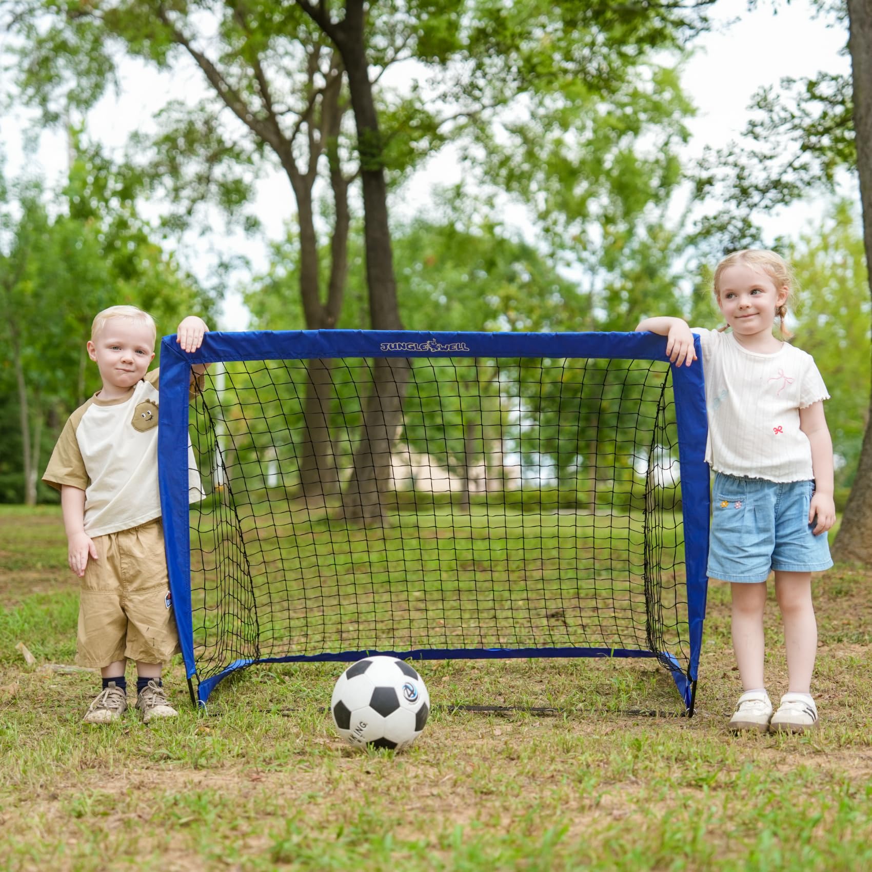 JUNGLE WELL Football Goal for Kids – Football Nets for Kids Outdoor Football Training, Foldable Football Goal Posts for Backyard Play, for Toddlers, Children, and Beginners