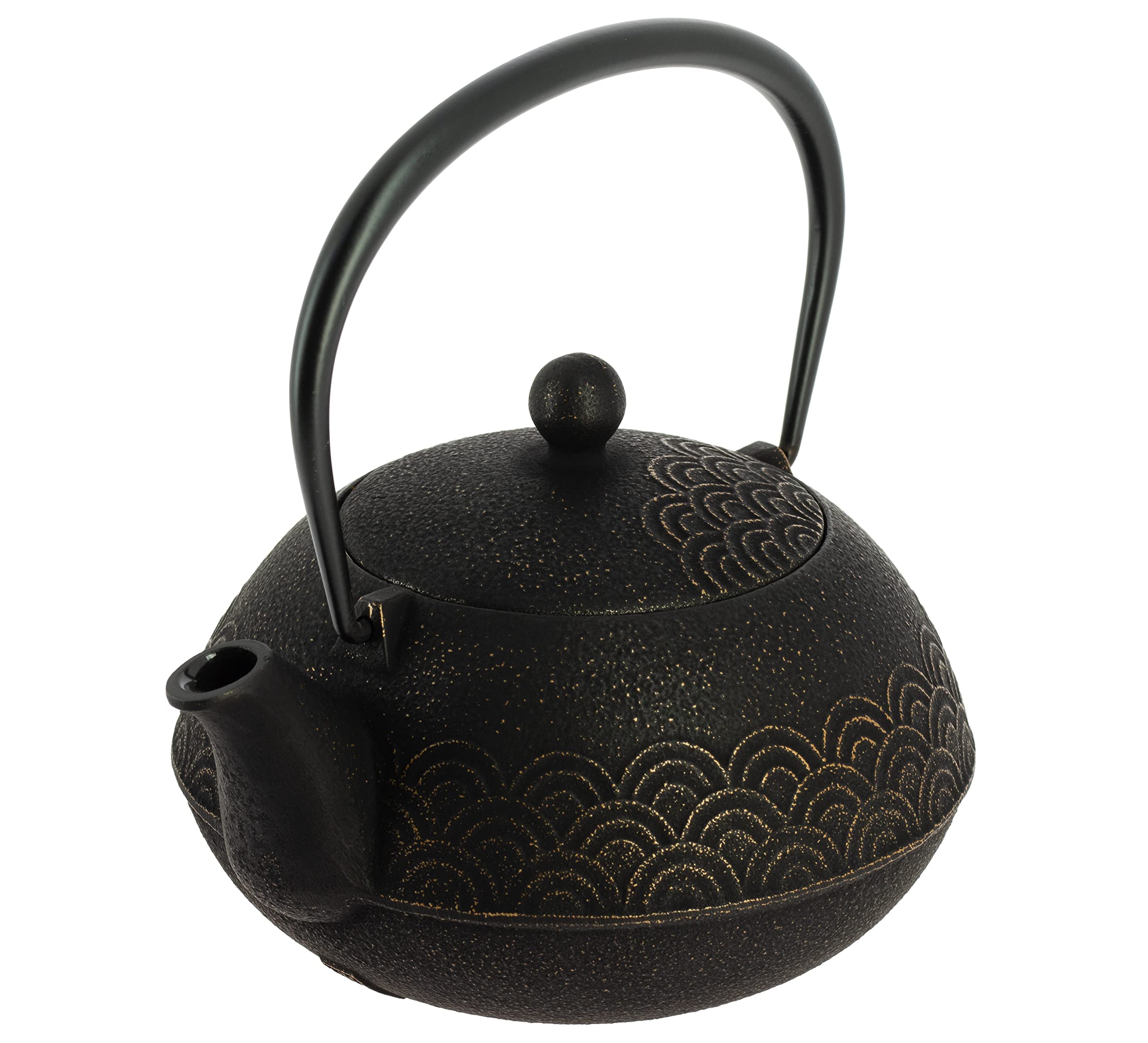 Iwachu Nanbu Tekki Théière Seigaiha Noir/Doré 900 ml - Fer coulé du Japon