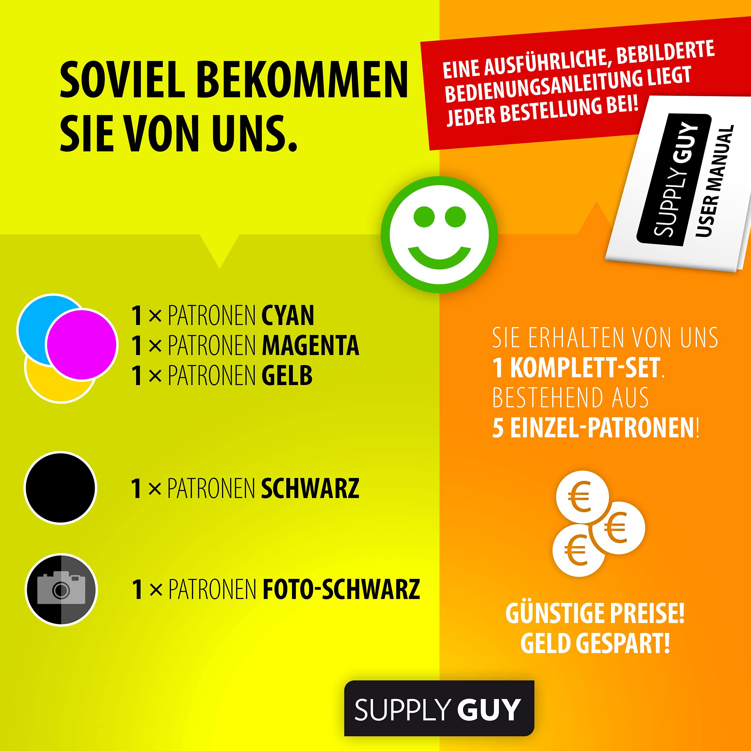 Supply Guy 20 Druckerpatronen Kompatibel Mit HP 364XL - 8x Schwarz, 4x Cyan, 4x Magenta, 4x Gelb