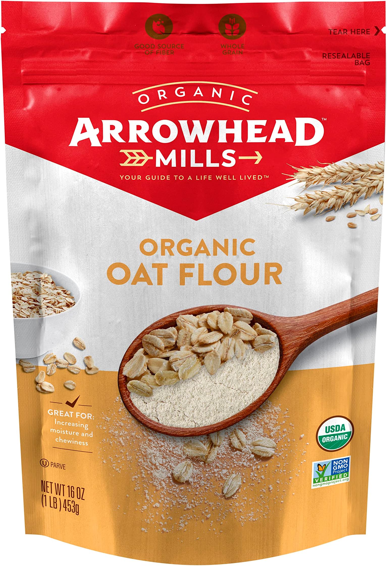 Arrowhead Mills Organic Oat Flour, 16 Ounce Bag (Pack of 6