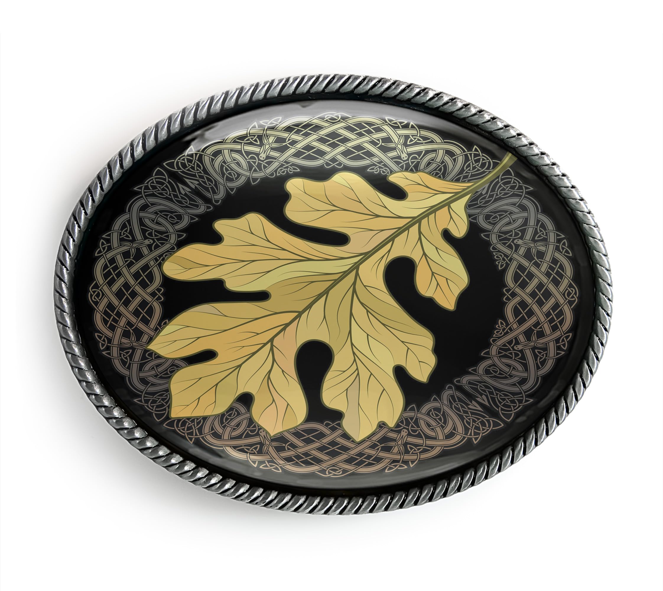 Celtic Oak Leaf Belt Buckle - Autumn Magic Handmade Artisan Buckle