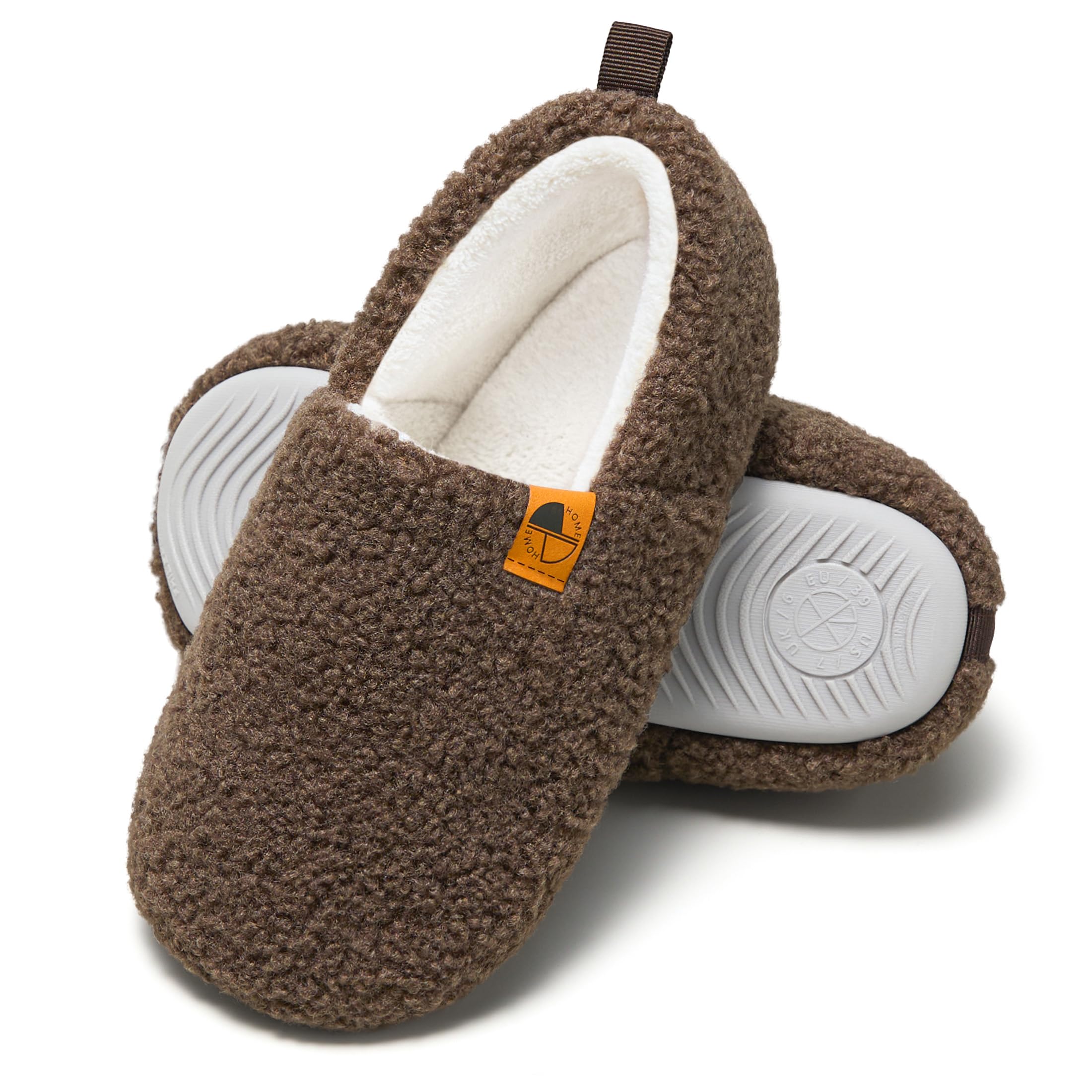 House Slippers for Women Men Lightweight Memory Foam House Shoes Warm Closed Back Slippers with Soft Fleece for Indoor Outdoor