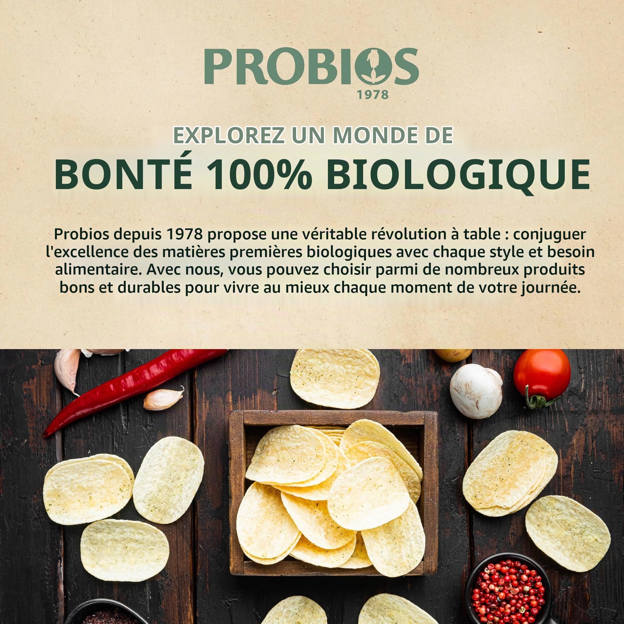 Probios Chips aux pois chiches et poivre noir biologique - emballage 12x40g
