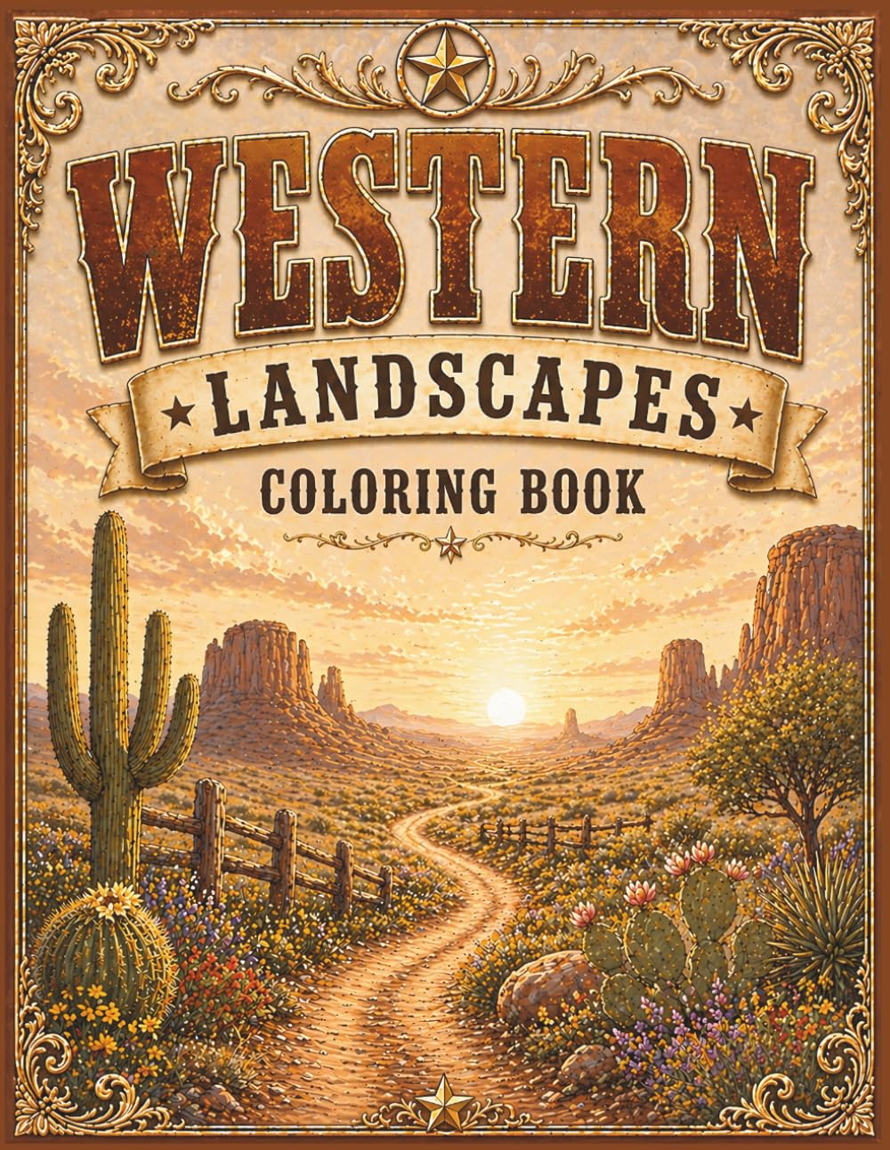 Western Landscapes Coloring Book: Scenic Desert Views, Rustic Countryside, Calm Nature Scenes for Relaxation and Stress Relief (Calming Western Days)