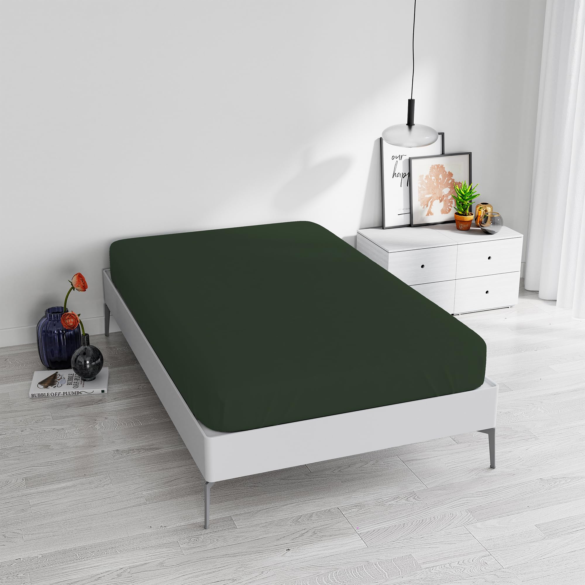 Max Color Fitted Sheet, Olive Green, 1 Seater, 1 Posto e Mezzo - Image 3