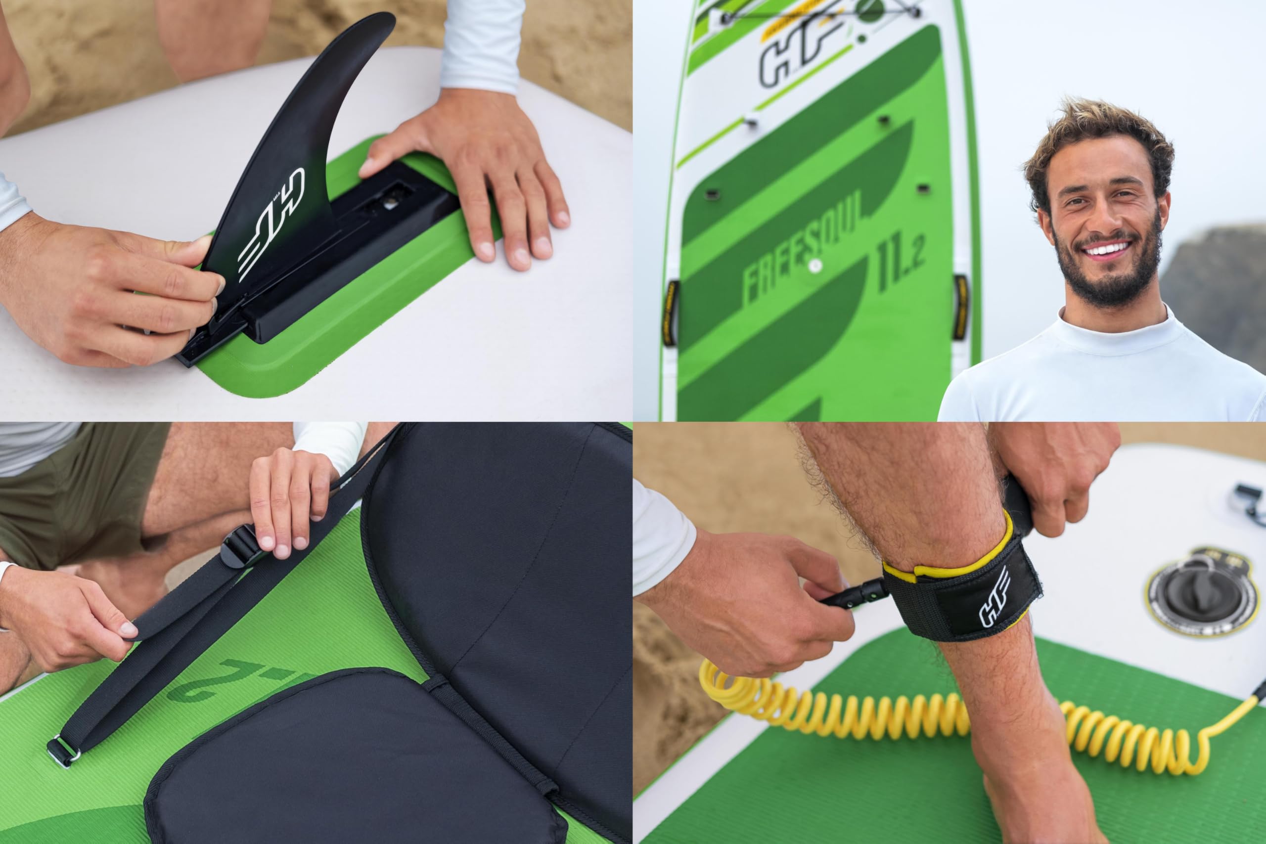Hydro-Force SUP, aufblasbares Stand Up Paddle Board, Komplett-Set mit Kajak-Umbausatz, mehrere Stile, Größen 30 cm, 3 m