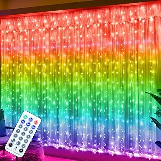 Curtain Lights for Bedroom, 500LED USB Plug in Fairy String Light, 12 Models Remote Control Christmas Twinkle Wall Hanging Lights for Indoor Outdoor Garden Backdrop Weddings Party Decorations