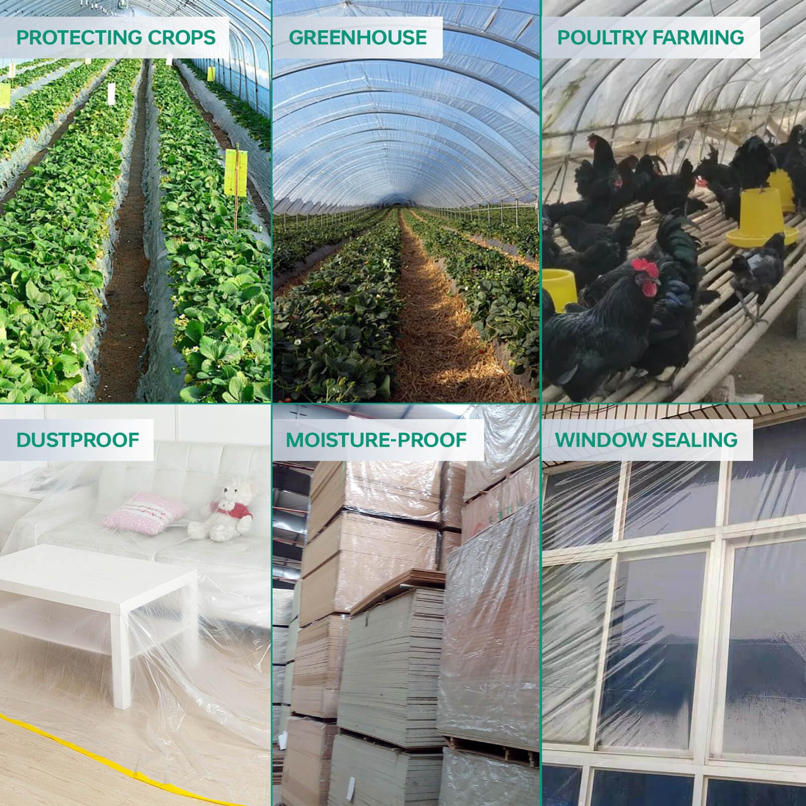 Cubierta de plástico para invernadero de 6 mil, lámina de plástico para invernadero de 6.5 x 13 pies de grosor, lámina de plástico antigoteo para jardinería, agricultura, plantas de