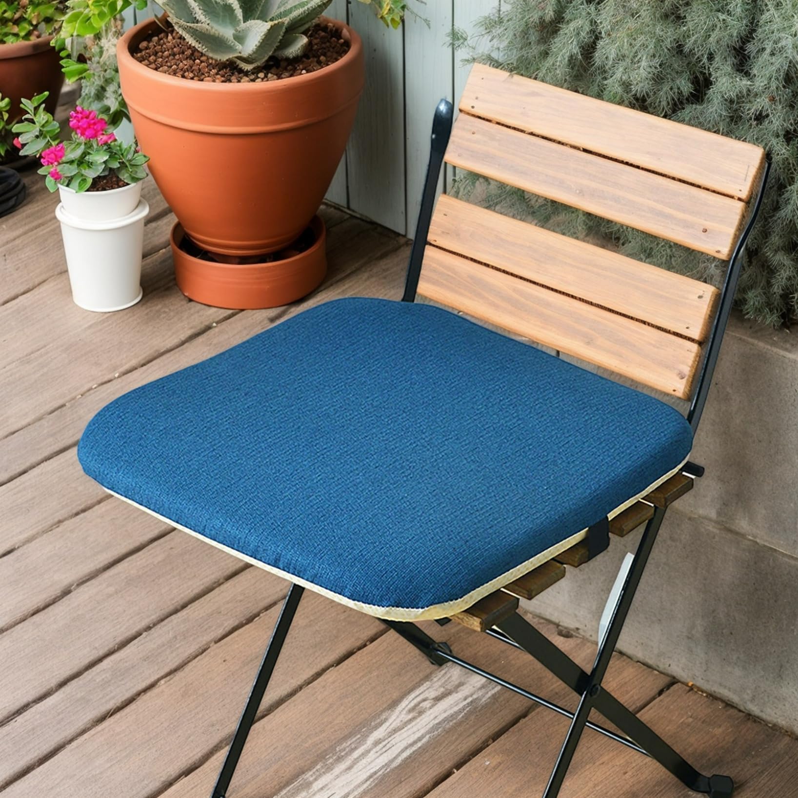 Coussin de chaise de salle à manger antidérapant épais 50x50cm avec sangle pour assise de jardin