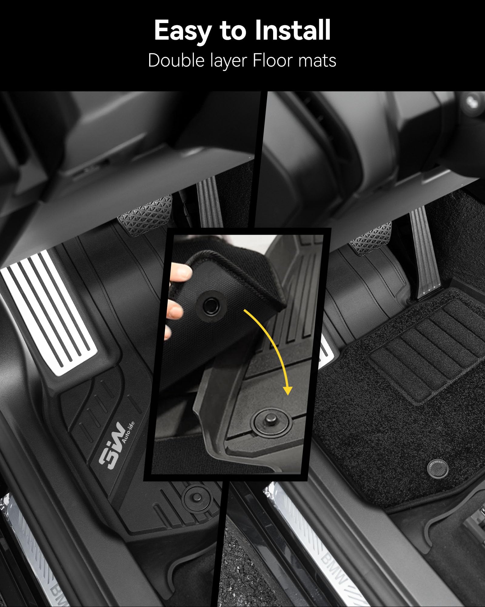 3W Do BMW X3 G45 2025-2026 Dywaniki podłogowe z metalowymi pedałami i matami i matami do bagażnika oraz innymi ochraniaczami na oparcie, na rok pogoda zrównoważony zestaw dywaników podłogowych Thorex