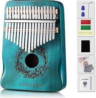 Kalimba 17 Keys Thumb Piano Mahogany Portable Mbira Sanza Music Lover Gift for Kids Beginners with Tuning Hammer Piano Bag Learning Guide