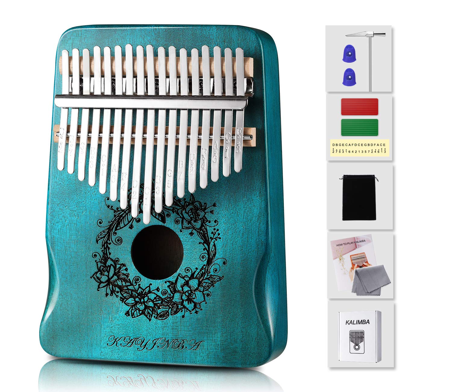 Kalimba Thumb Piano 17 tasti, Mogano Portatile Kalimba professionale, Kalimba Thumb Piano con strumenti per l'apprendimento, strumento musicale Kalimba per amanti della musica, bambini e adulti